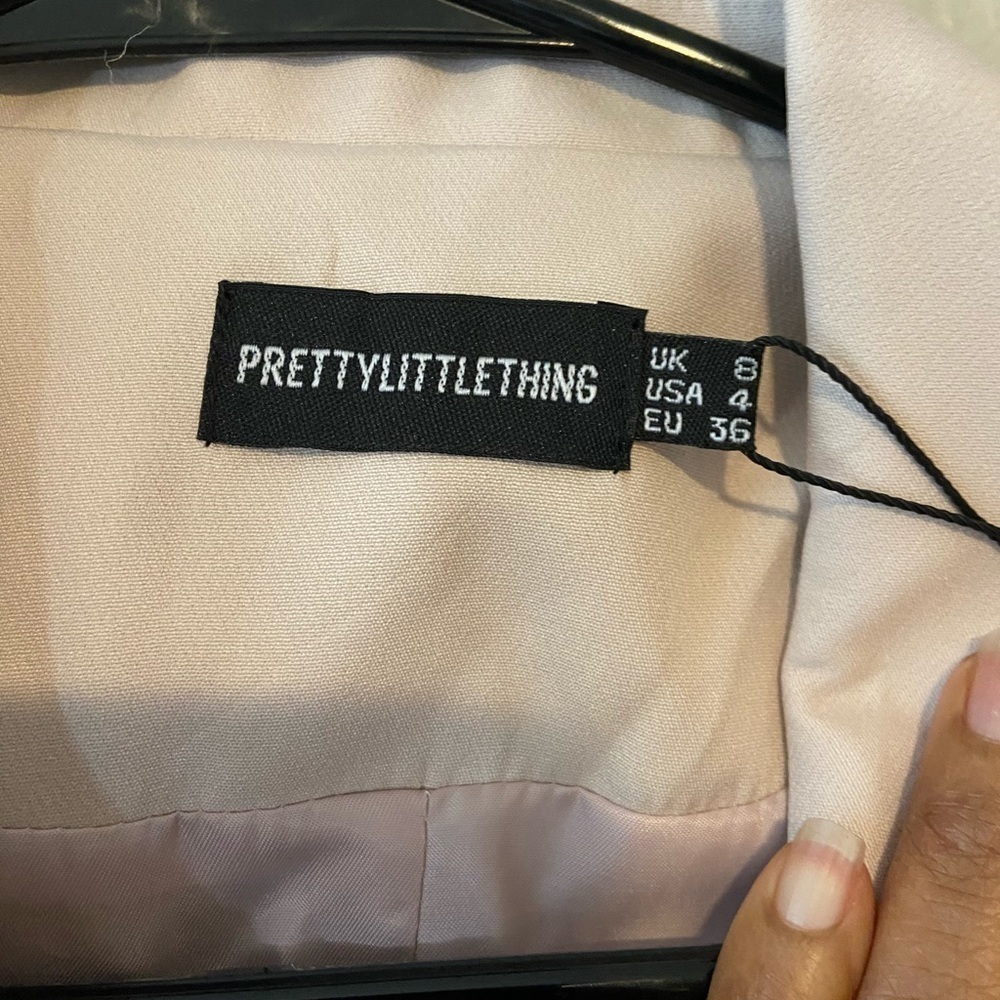 PrettyLittleThing Cream Asymmetrical Blazer Dress - Picture 3 of 6